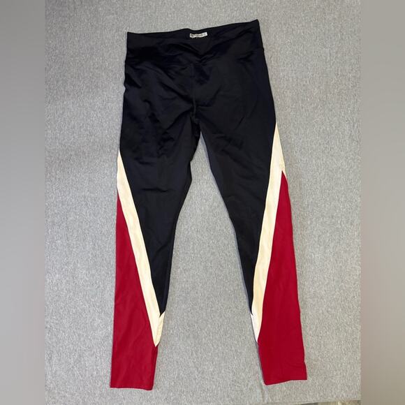 Forever 21 Retro Print Black and Red Leggings | Size L - Picture 1 of 4